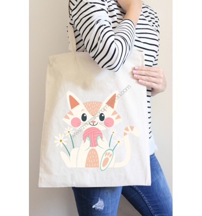 Baskılı Hazır Ham Bez Çanta 3006